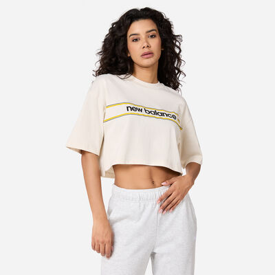 New Balance Women's Athletics Linear Logo T-Shirt Purple