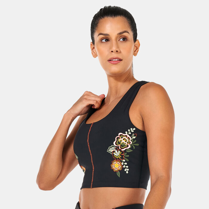 PUMA Women's X Frida Kahlo Mid Support Sports Bra Black image number 0