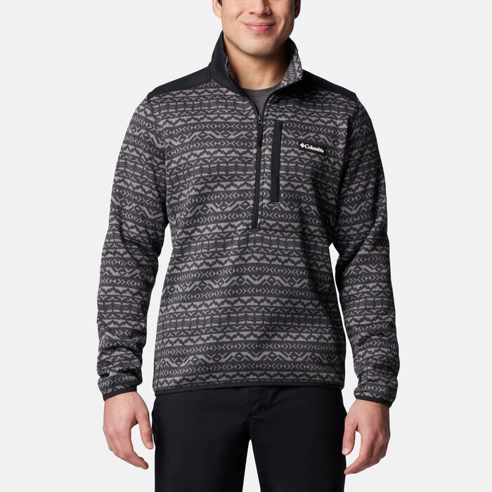 Columbia Men's Sweater Weather III Printed Fleece 1/2-Zip Top Black image number 0