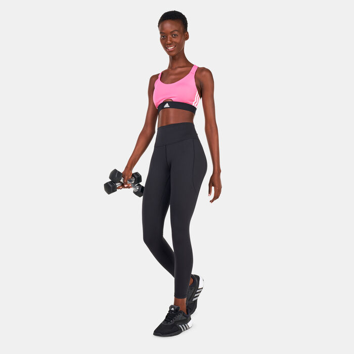 adidas Women's Powerreact Training Medium-Support Sports Bra Pink image number 2