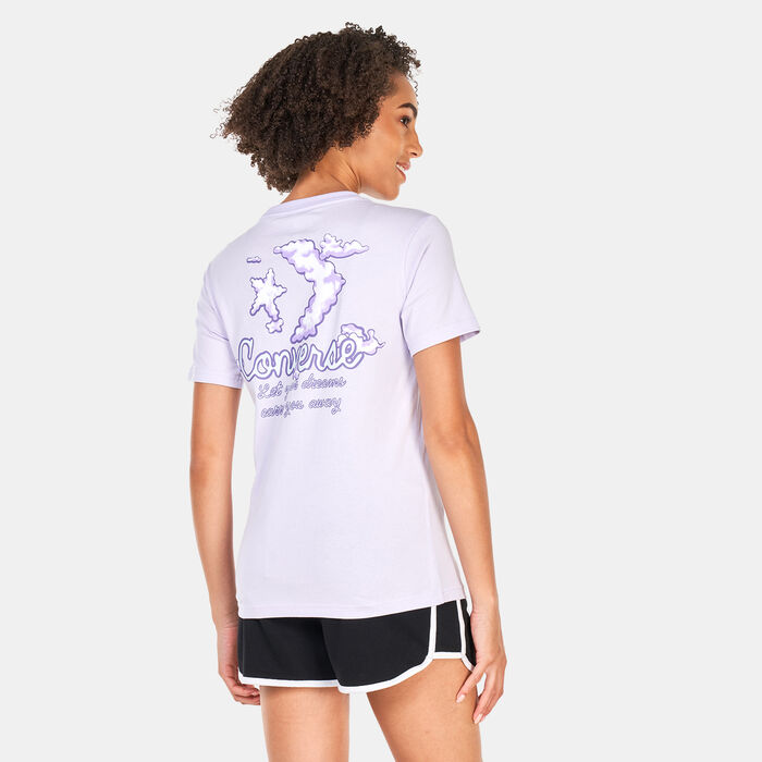 Converse Womens Seasonal Graphic Word Art T-Shirt Purple image number 1