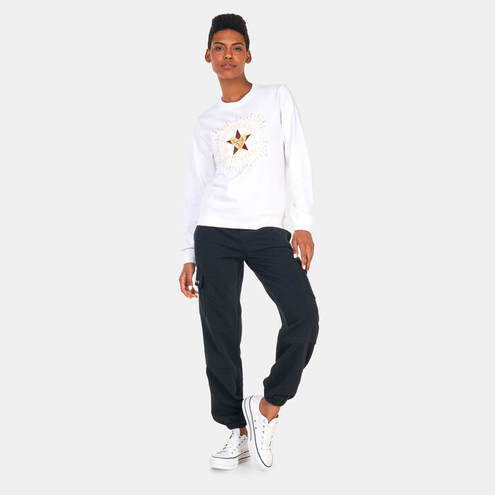 Converse Women's Radiating Love Graphic Sweatshirt White Converse Women's Radiating Love Graphic Sweatshirt White image number 2