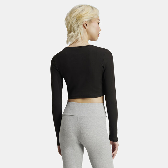 adidas Originals Women's Essentials Ribbed Crop Top Black adidas Originals Women's Essentials Ribbed Crop Top Black image number 1