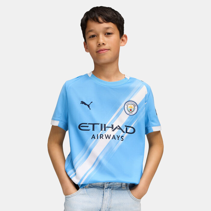 PUMA Kids' Manchester City 25/26 Home Replica Football Jersey Blue PUMA Kids' Manchester City 25/26 Home Replica Football Jersey Blue image number 0