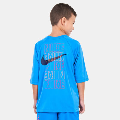 Nike Swim Kids' Short Sleeve Hydroguard Blue Nike Swim Kids' Short Sleeve Hydroguard Blue
