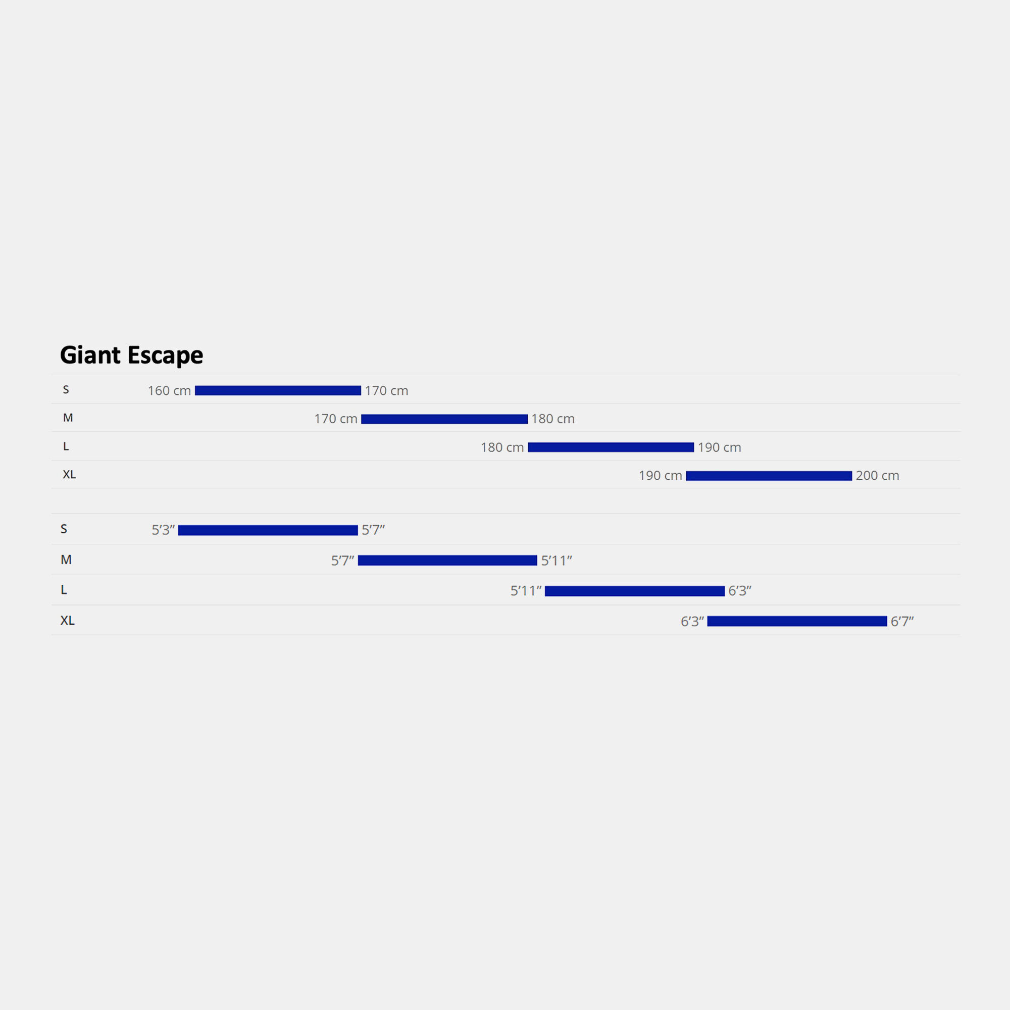 Giant escape size chart sale