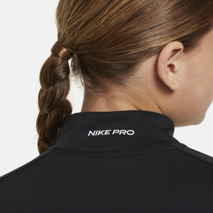 Nike Girls' Pro Dri-FIT 1/2-Zip Top Black Nike Girls' Pro Dri-FIT 1/2-Zip Top Black image number 5