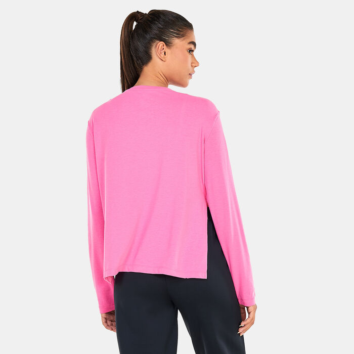 Nike Women's Yoga Dri-FIT Long-Sleeve Top Pink image number 1