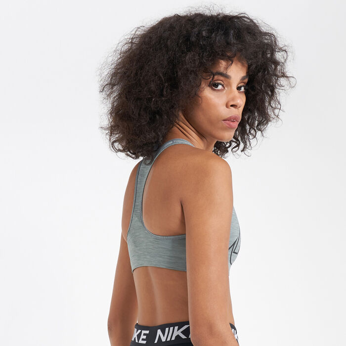 Nike Women's Swoosh Futura Sports Bra Grey image number 1