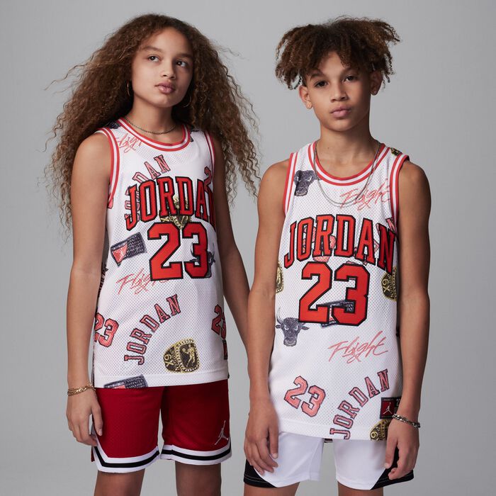 Jordan Kids' 23 Striped Jersey Top White Jordan Kids' 23 Striped Jersey Top White image number 0