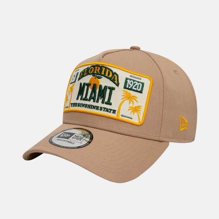 New Era Men's Miami License Plate Trucker Cap Beige New Era Men's Miami License Plate Trucker Cap Beige image number 1