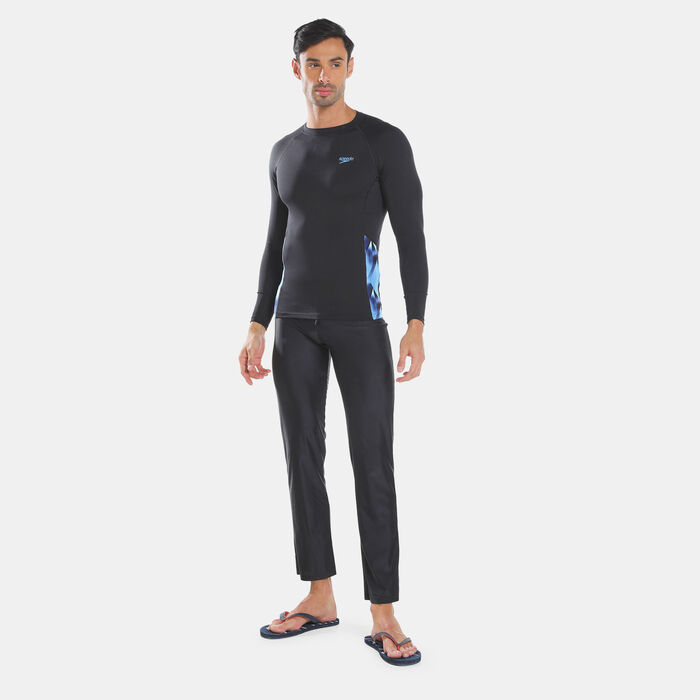Speedo Men's Printed Long Sleeve Rashguard Black Speedo Men's Printed Long Sleeve Rashguard Black image number 2