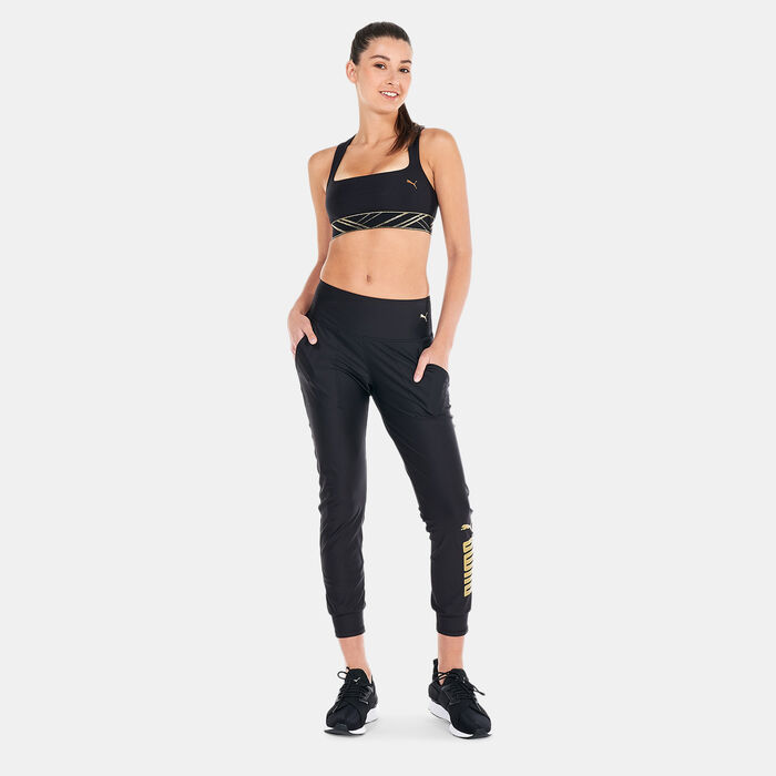 PUMA Women's Mid-Impact Deco Glam Sports Bra Black PUMA Women's Mid-Impact Deco Glam Sports Bra Black image number 2