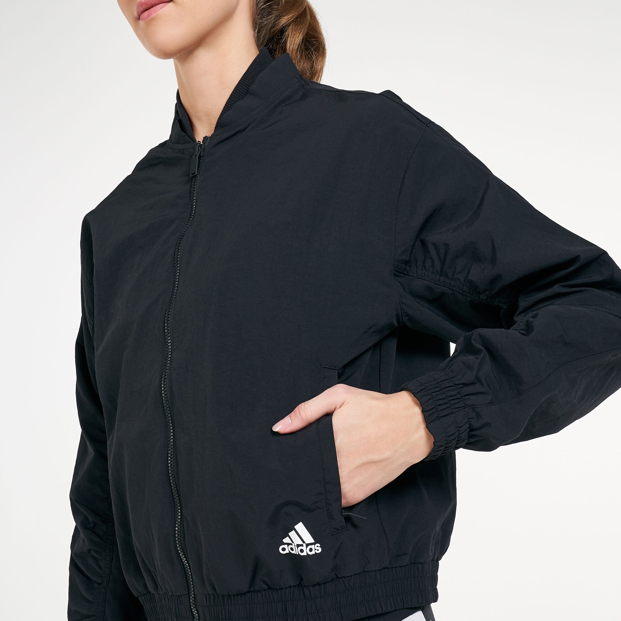 Woven bomber jacket store