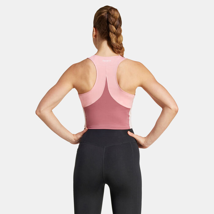 adidas Women's Techfit Colorblock Training Crop Top Pink image number 1