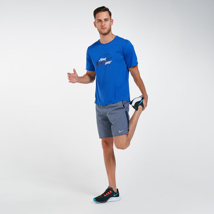 Nike Men's Dri-FIT Miler Wild Run T-Shirt Blue Nike Men's Dri-FIT Miler Wild Run T-Shirt Blue image number 2