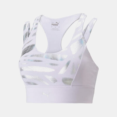 PUMA Women's Nova Shine Mid Impact Eversculpt Sports Bra Purple