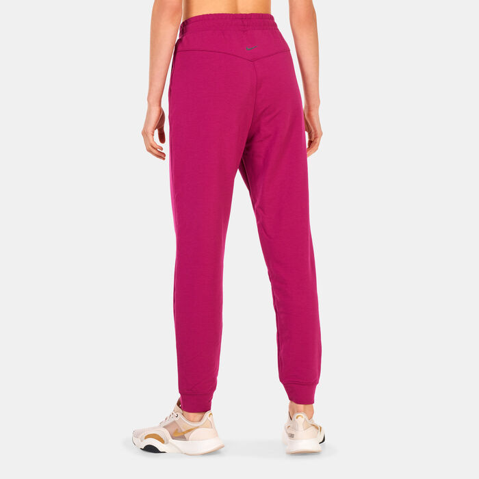 Nike Women's Yoga Dri-FIT 7/8 Fleece Joggers Pink Nike Women's Yoga Dri-FIT 7/8 Fleece Joggers Pink image number 1