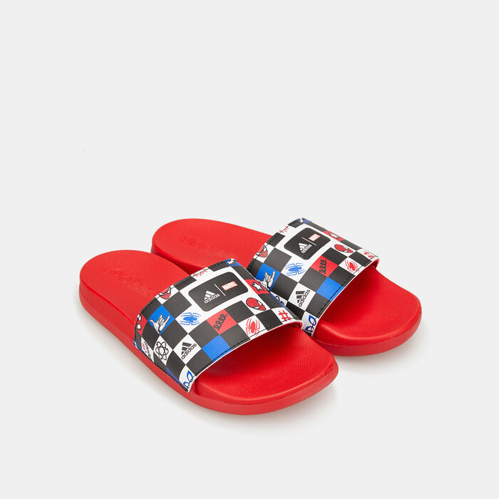 adidas Kids' x Disney Adilette Comfort Spider-Man Slides Red adidas Kids' x Disney Adilette Comfort Spider-Man Slides Red image number 0