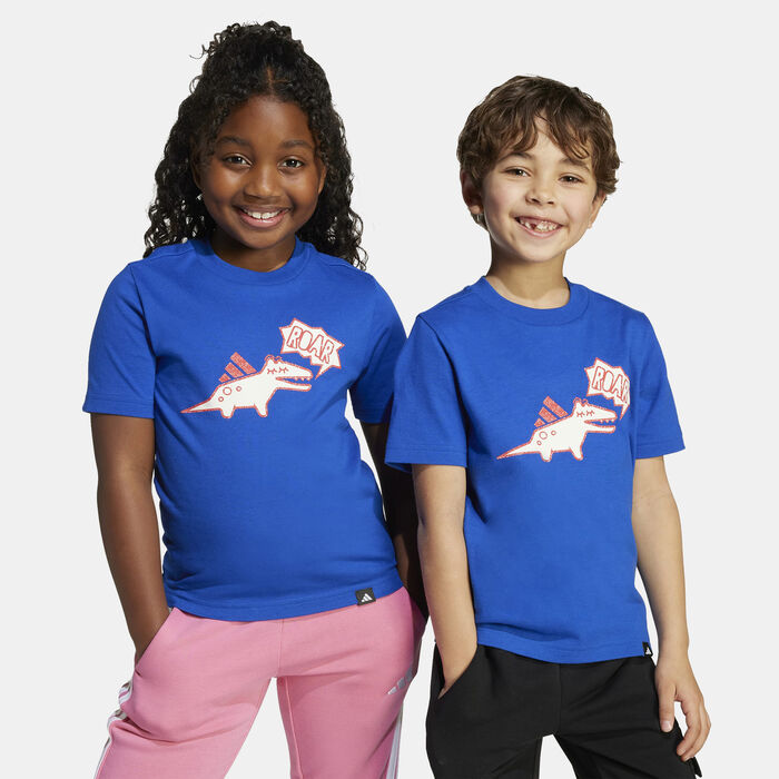 adidas Kids' Adiraptor Graphic T-Shirt Blue image number 4