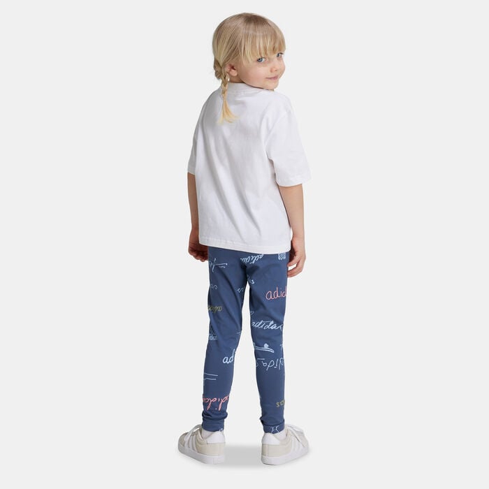 adidas Kids' Brand Love T-Shirt and Leggings Set (Young Kids) White adidas Kids' Brand Love T-Shirt and Leggings Set (Young Kids) White image number 1