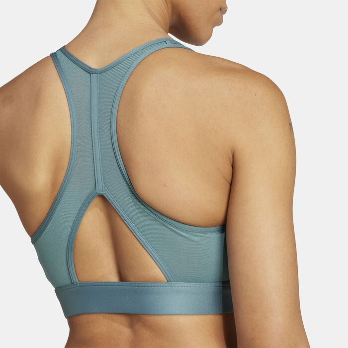 adidas Women's Powerreact Medium-Support Training Sports Bra Green adidas Women's Powerreact Medium-Support Training Sports Bra Green image number 4