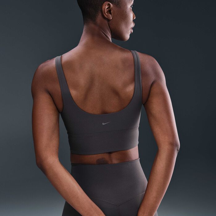 Nike Women's Zenvy Rib Light-Support Yoga Sports Bra Grey image number 1