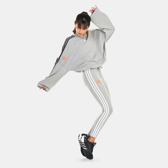 adidas Women's Moletinho 3-Stripes Flower Patch Sweatshirt Grey image number 2