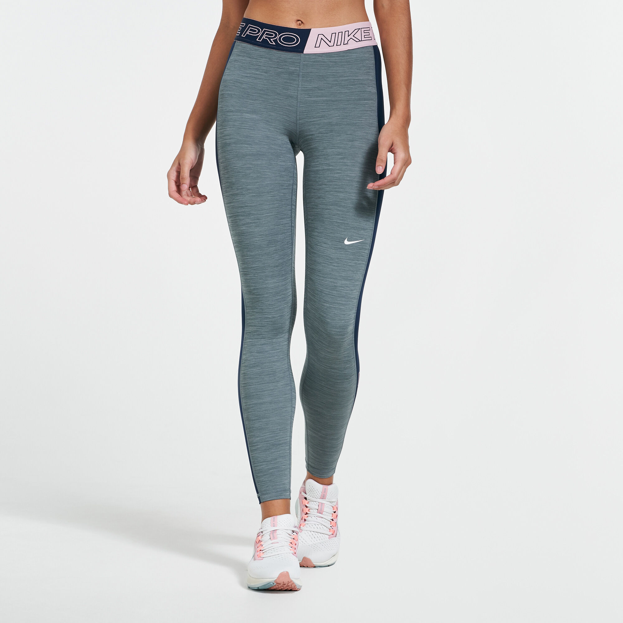 Nike grey leggings with panel detail discount