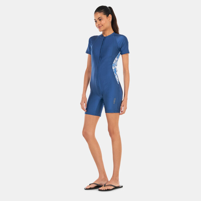 COEGA Women's Short Allover Print SlimKini Swimsuit Blue COEGA Women's Short Allover Print SlimKini Swimsuit Blue image number 0