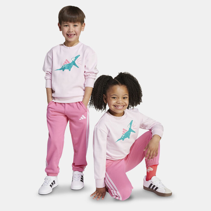 adidas Kids' Seasonal Essentials Adiraptor Fleece Joggers Set Pink adidas Kids' Seasonal Essentials Adiraptor Fleece Joggers Set Pink image number 4