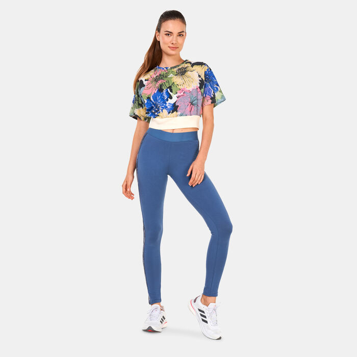 adidas Women's Allover Printed Crop Top Beige adidas Women's Allover Printed Crop Top Beige image number 2