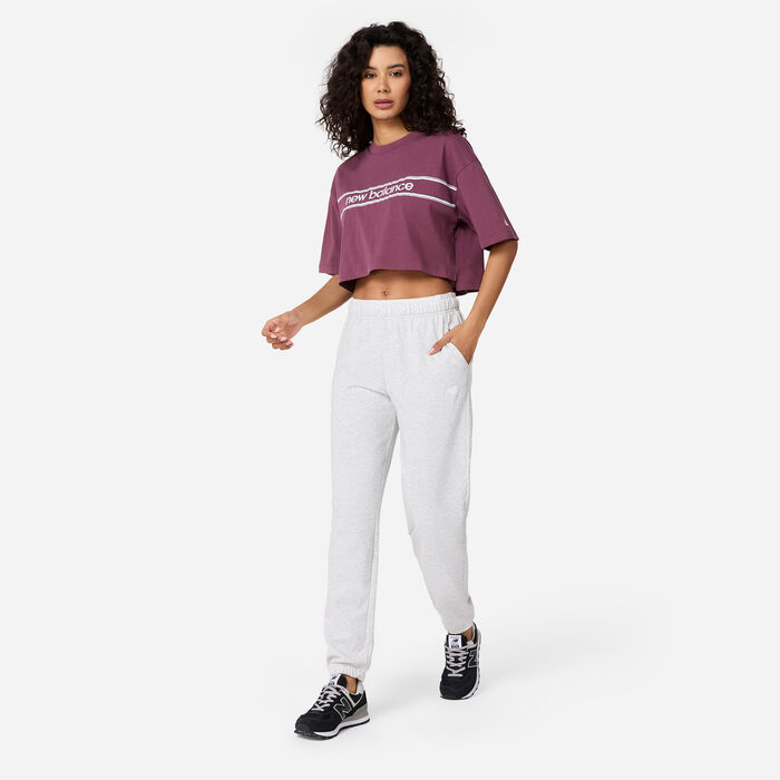 New Balance Women's Athletics Linear Logo T-Shirt Purple image number 2