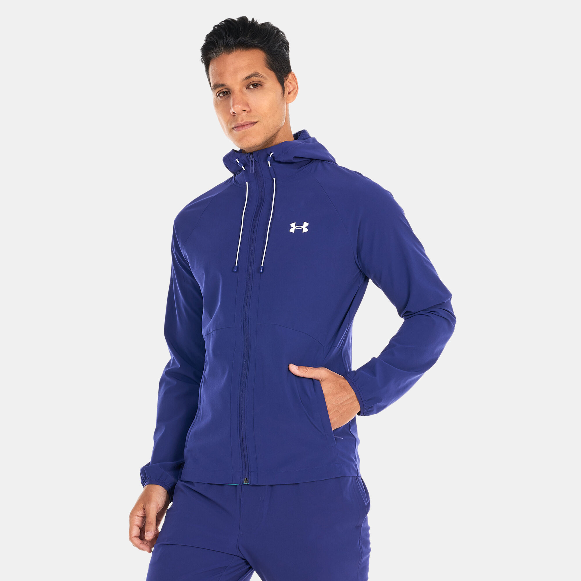 Men s UA Stretch Woven Windbreaker Jacket Blue Under Armour in KSA SSS