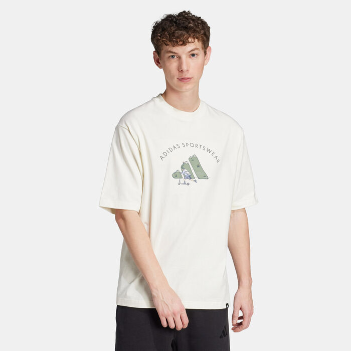 adidas Men's Codes Doodle Scooter Graphic Tee White adidas Men's Codes Doodle Scooter Graphic Tee White image number 0