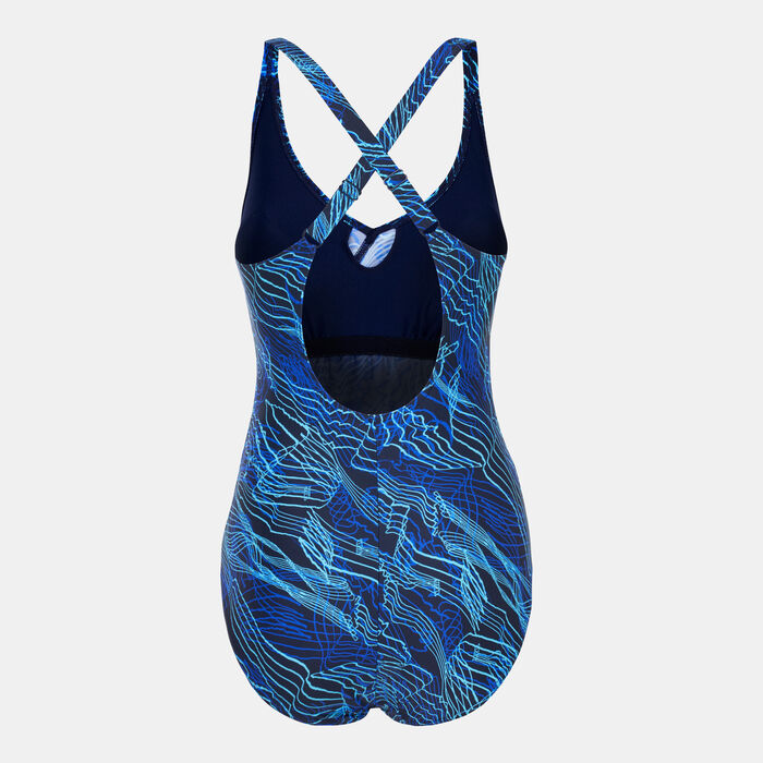 Speedo Women's Lexi Printed Shaping One-Piece Swimsuit Blue Speedo Women's Lexi Printed Shaping One-Piece Swimsuit Blue image number 1