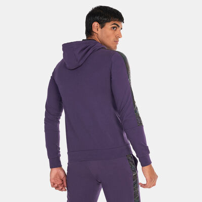 EA7 Emporio Armani Men's Train Logo Series Tape Hoodie Purple