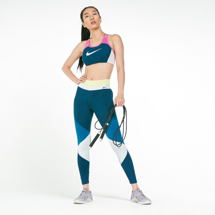 Nike Training Pro leggings in blue color block