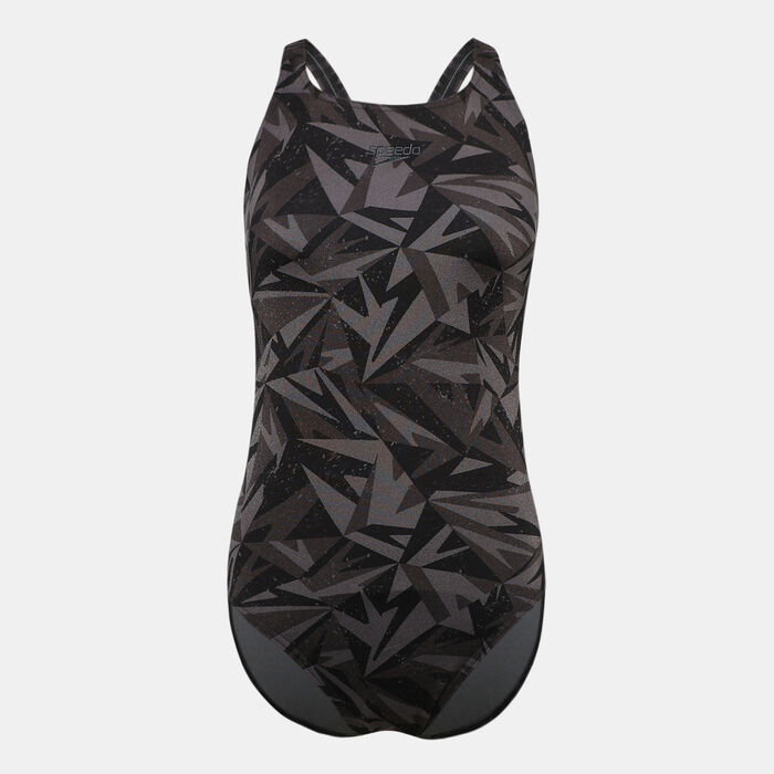Speedo Women's Hyperboom Allover Print Medalist One-Piece Swimsuit Black Speedo Women's Hyperboom Allover Print Medalist One-Piece Swimsuit Black image number 0