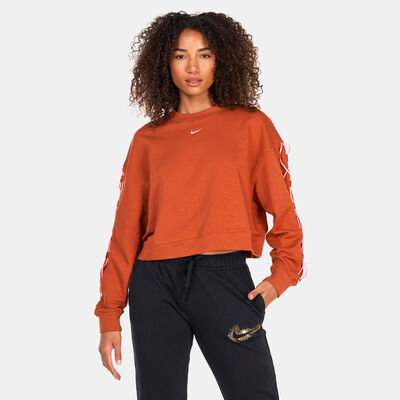 Nike Women's Dri-FIT Get Fit French Terry Crewneck Novelty Sweatshirt Orange