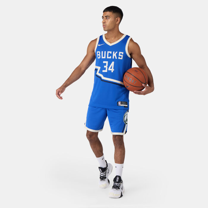 Nike Men's NBA 23/24 Milwaukee Bucks City Edition Swingman Basketball Jersey Blue Nike Men's NBA 23/24 Milwaukee Bucks City Edition Swingman Basketball Jersey Blue image number 2