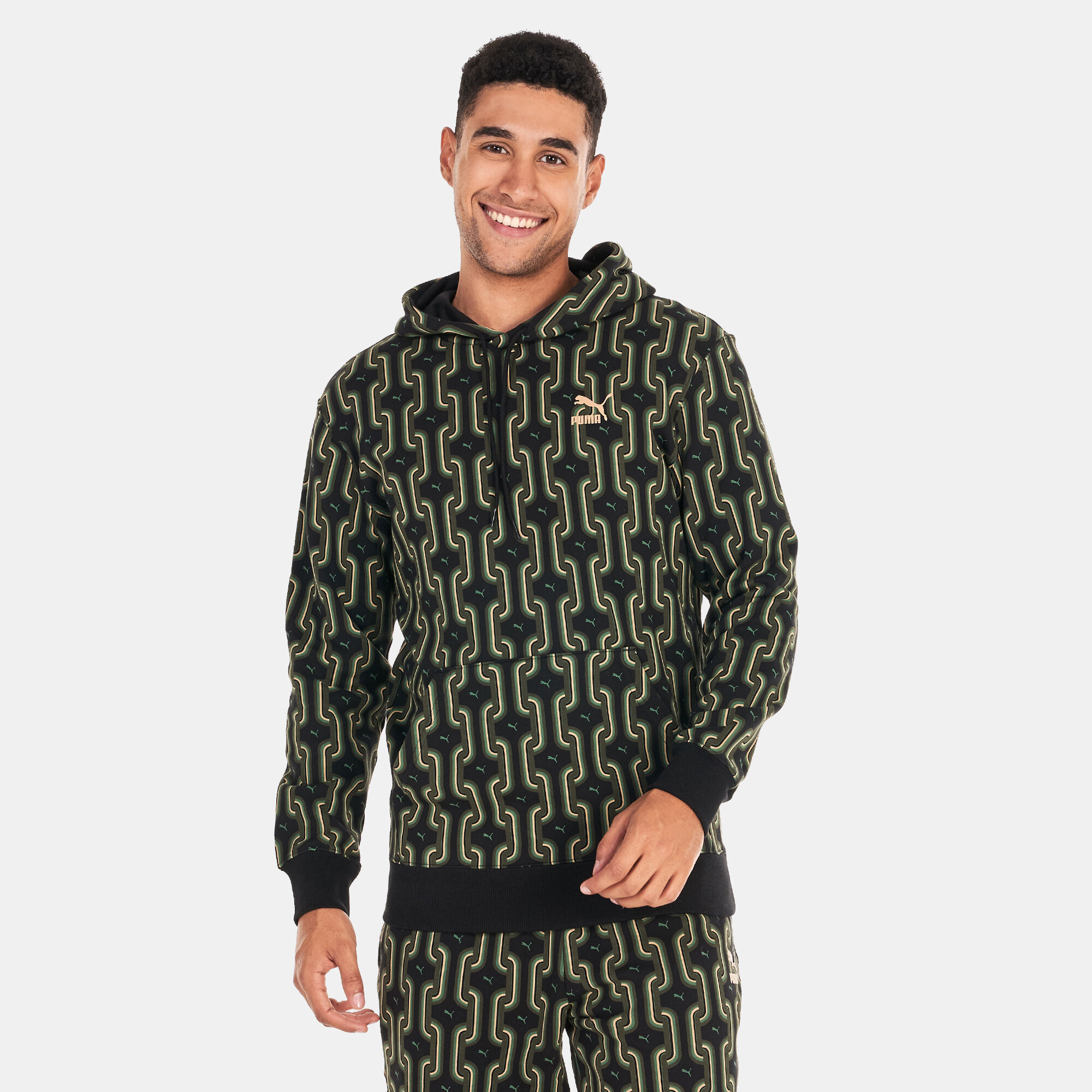 Men s Classics 70s Printed Fleece Hoodie Black PUMA in KSA SSS