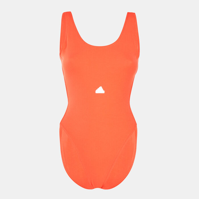 adidas Women's Ribbed Bodysuit Red adidas Women's Ribbed Bodysuit Red image number 0