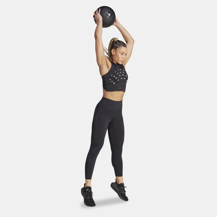 adidas Women's Brand Love Training Logo Print Crop Tank Top Black image number 2