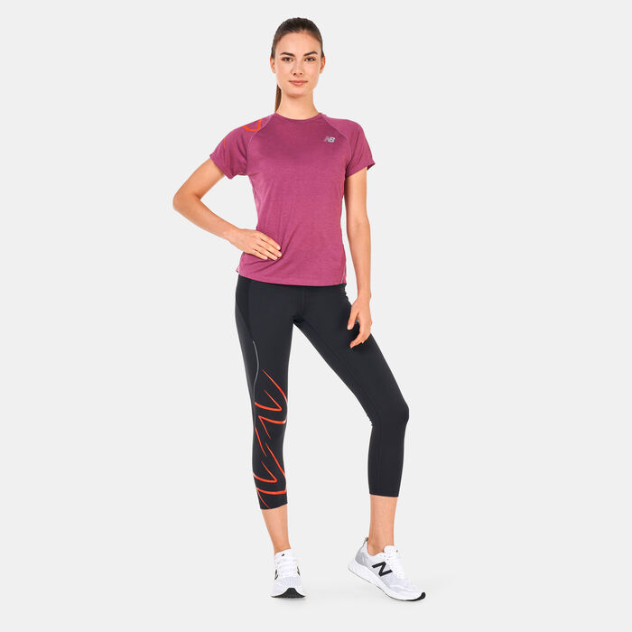 New Balance Women's Printed Impact Run T-Shirt White New Balance Women's Printed Impact Run T-Shirt White image number 2
