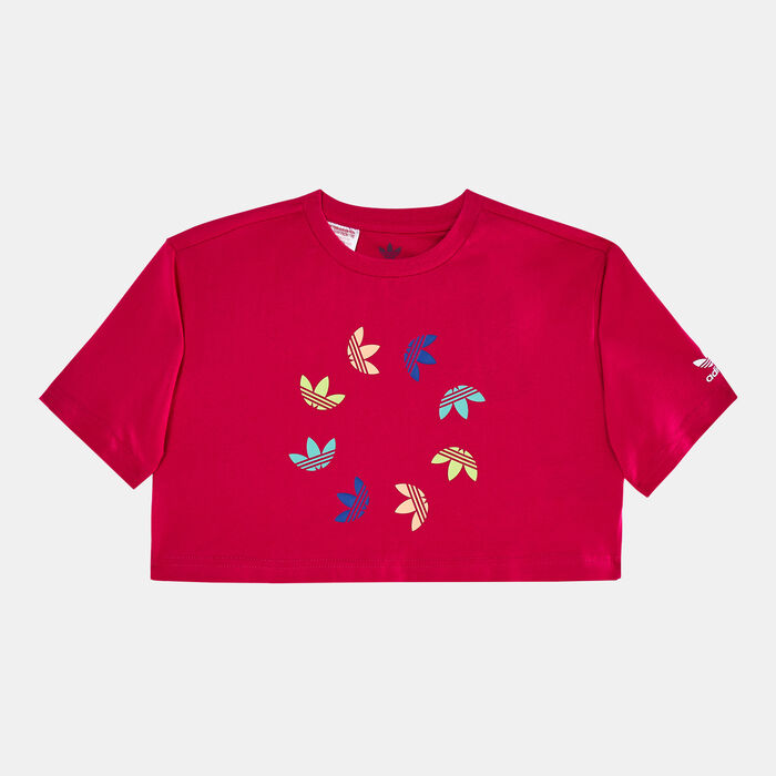 adidas Originals Kids' Adicolor Cropped T-Shirt Pink adidas Originals Kids' Adicolor Cropped T-Shirt Pink image number 0