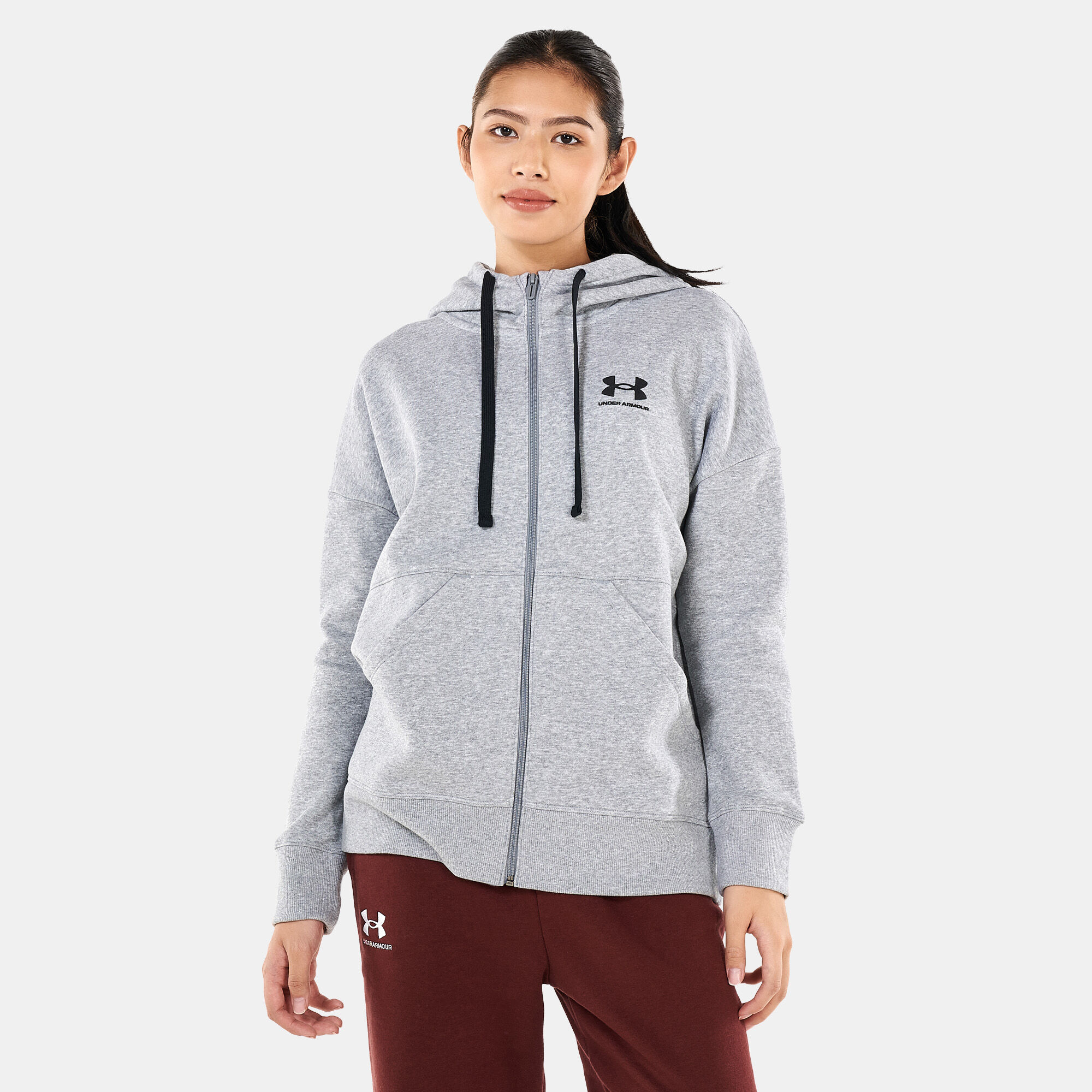 Women s Rival Fleece Full Zip Hoodie Grey Under Armour in KSA SSS