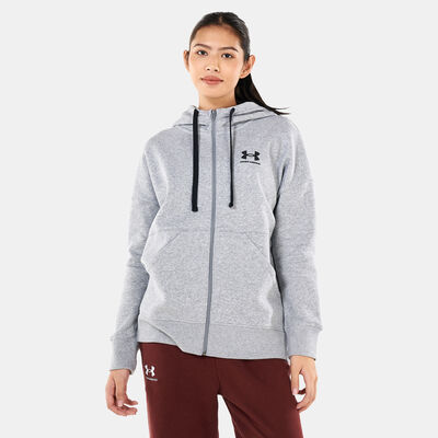 Under Armour Women's Rival Fleece Full-Zip Hoodie Grey Under Armour Women's Rival Fleece Full-Zip Hoodie Grey
