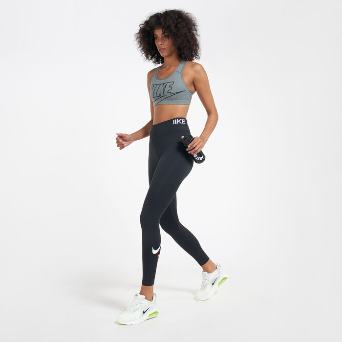 Nike Women's Swoosh Futura Sports Bra Grey image number 2