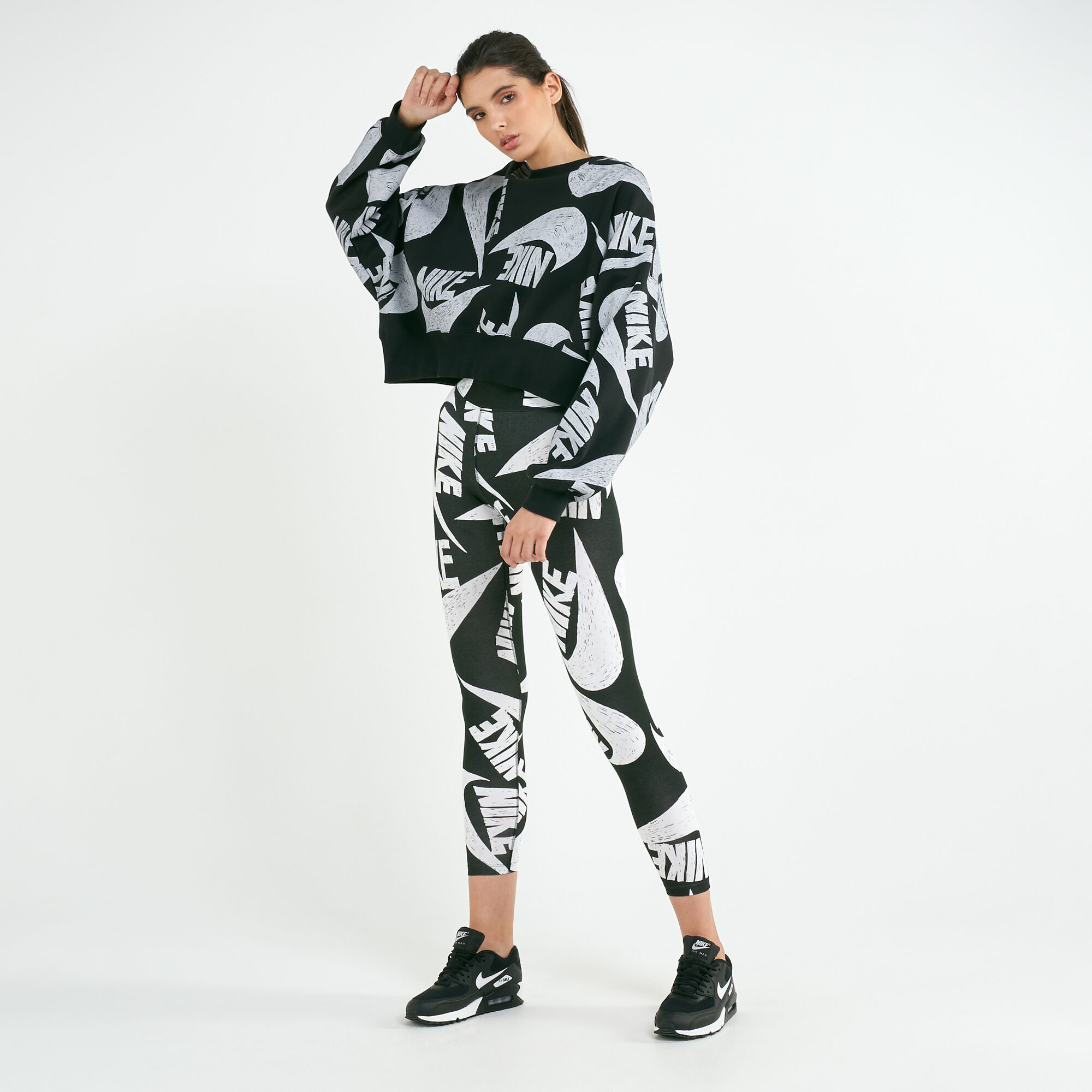 Nike iconic clash all over print shop crew sweatshirt